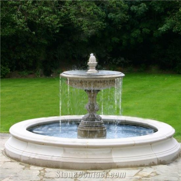 Hand Carved White Marble Water Fountain For Garden