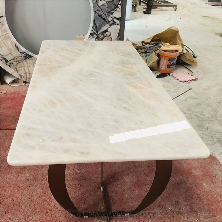 Luxury Stone Brazil  White Crystal Quartzite Table