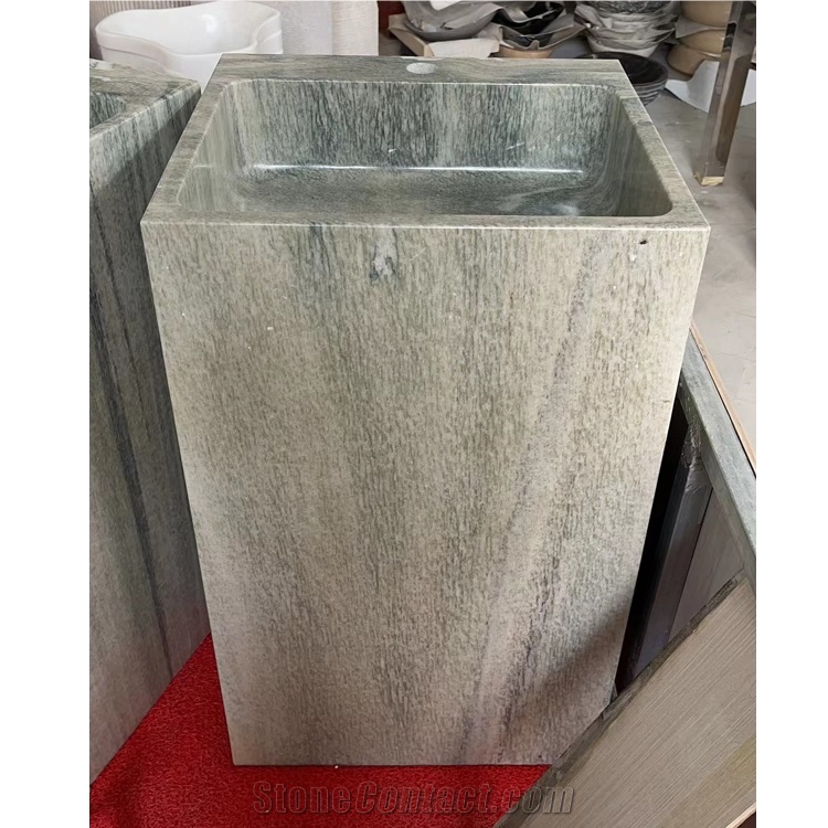 Wholesale Square Carara White Marble  Pedestal Wash Basin