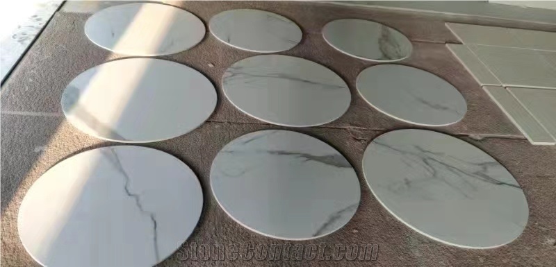 White Sintered Stone Round Table Top For Hotel Room