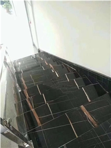 Sahara Noir Black Marble Stairs Steps For Home