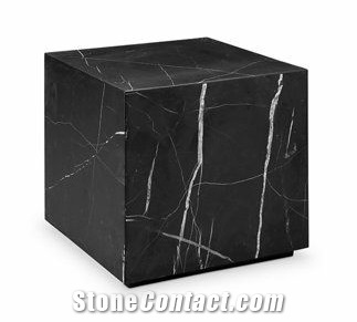 Black Marquina Marble Plinth Coffee Table Pedestal