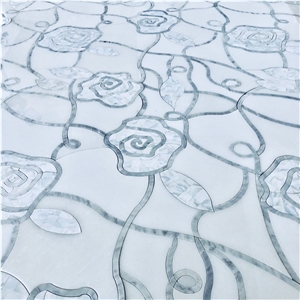 Flower Shape Marble Mosaic Tile With Pearl Shell