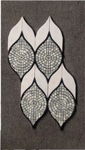 Green And White Marble Water-Jet Mosaic Design
