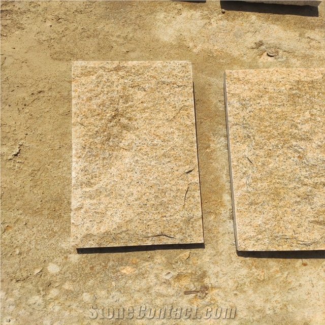 Yellow Granite Split Wall Cladding, Mushroom Wall Stone