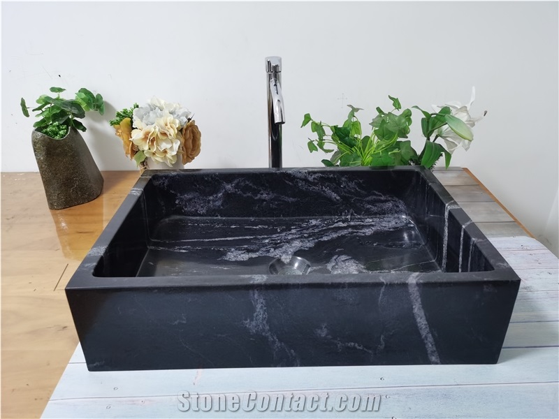 Everest Black Marble Counter Sink Rectangle Basins