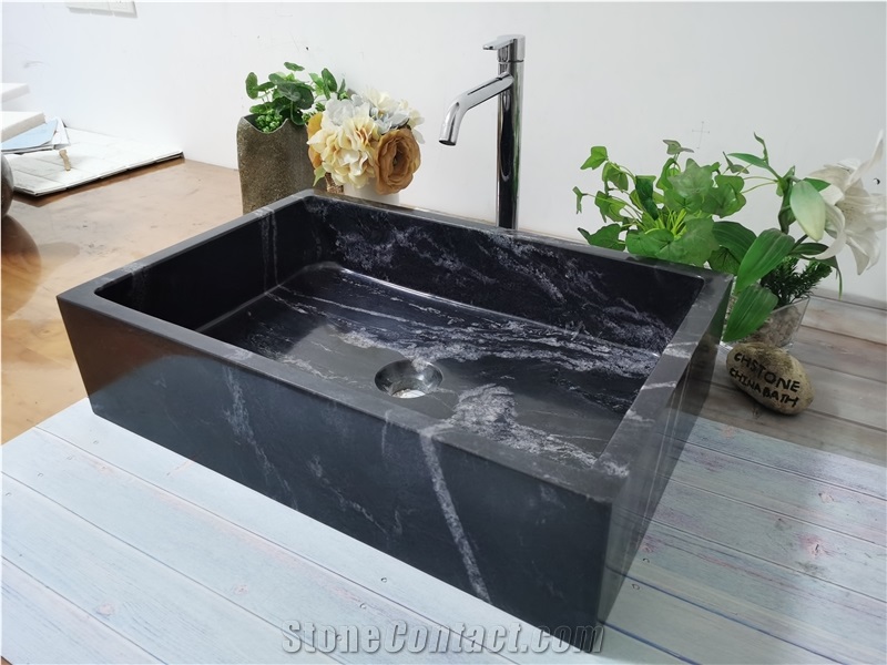 Everest Black Marble Counter Sink Rectangle Basins