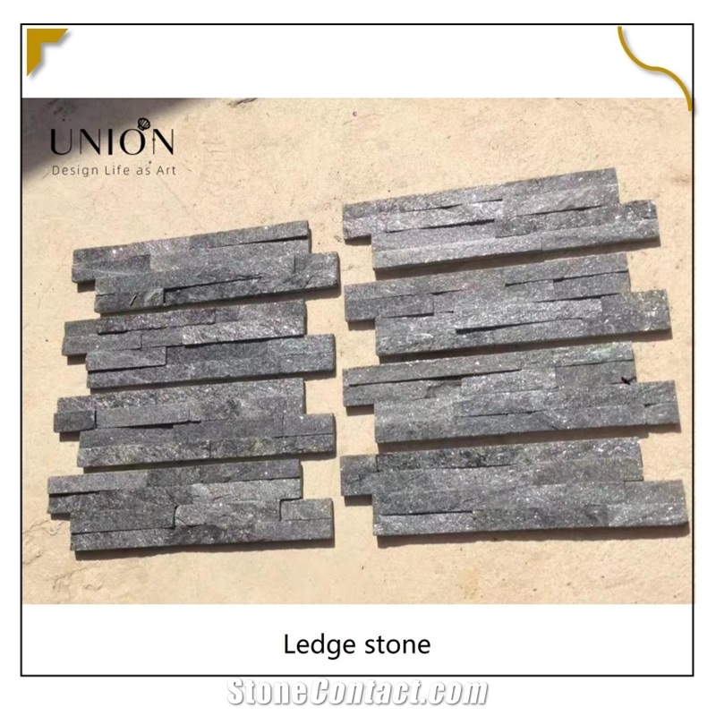 UNION DECO Black Quartzite Panel Wall Cladding Stacked Stone