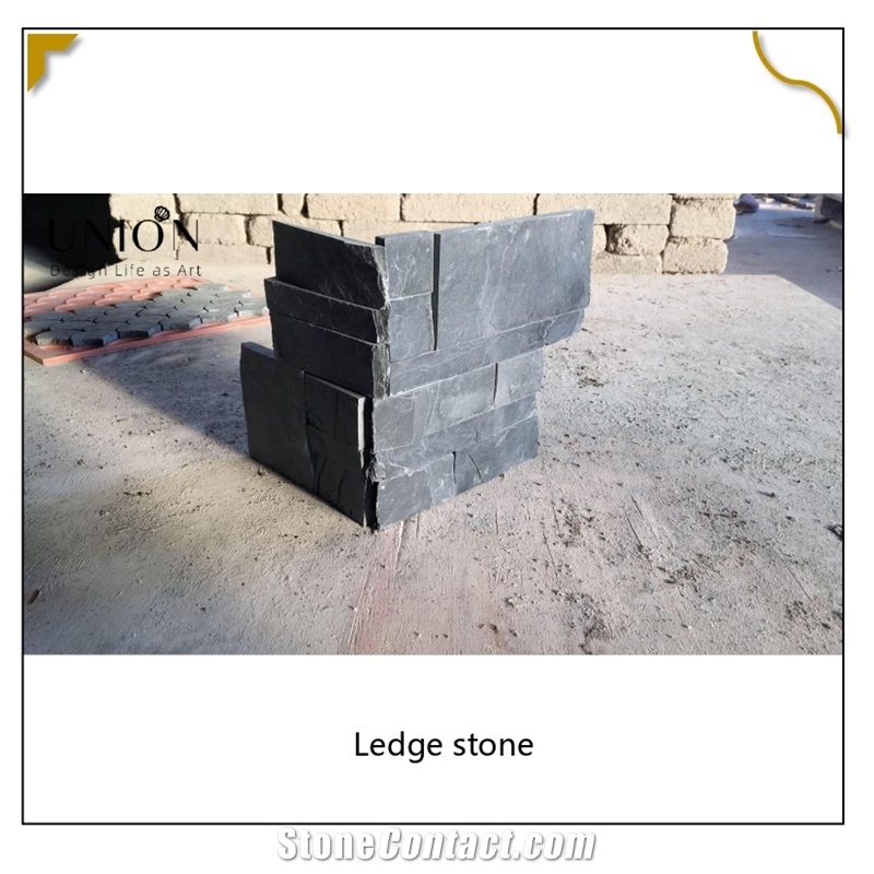 UNION DECO Black Slate Corner Ledge Stone Panel Facade Stone