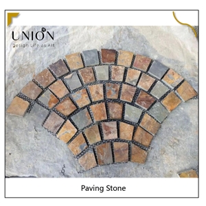 UNION DECO Multicolor Slate Fan Shape Garden Paving Tiles