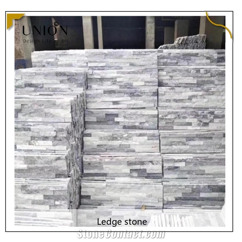 UNION DECO Split Face Cloudy Grey Stacked Ledge Stone Panel