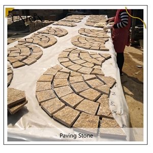 UNION DECO Tiger Skin Fan Shape Meshed Granite Paving Tiles