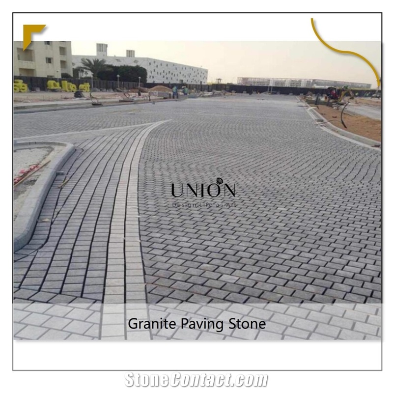 UNION DECO Tiger Skin Fan Shape Meshed Granite Paving Tiles