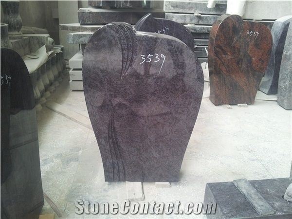 Vizag Blue Granite Engraved Headstone
