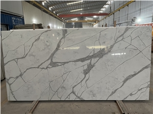 Calacatta White Quartz Slabs SKY-001 Artificial Stone Slab