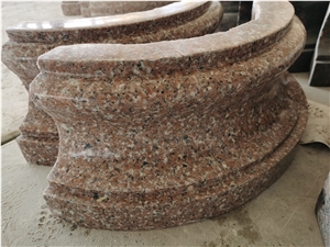 G681 Column Base Red Flower Granite Carved Column Veneer