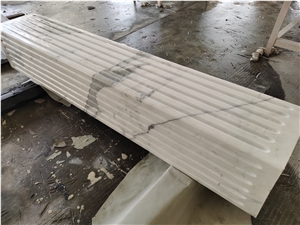 Snow White Marble Carrara Carved Column Pillar