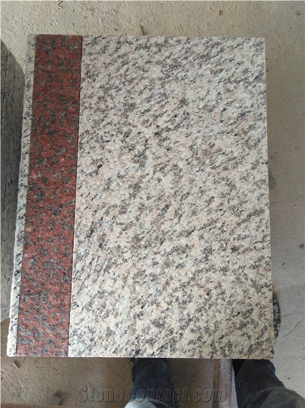 Tiger Skin Red Granite Stair Treads With Granite Insert Nonslip