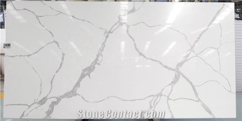 Artificial Luxury Calacatta Grey White Quartz Engineered Stone