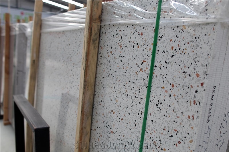 Top Quality Artificial Stone White Color Cement Terrazzo Tile