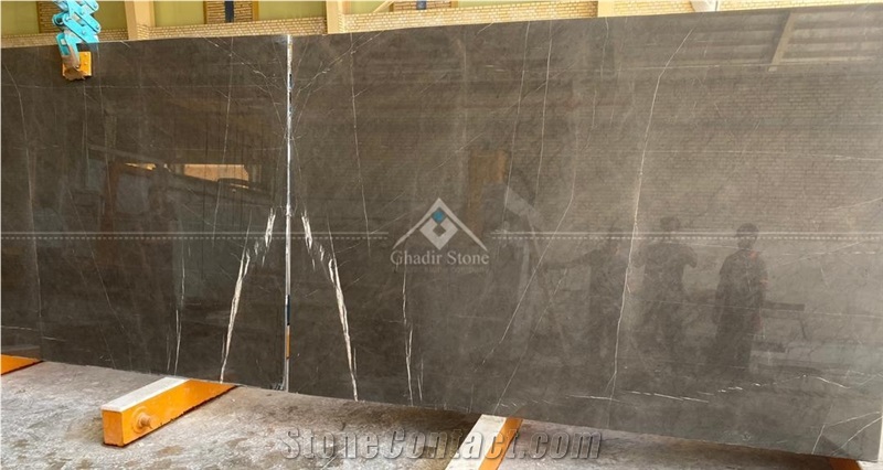 Book Matched Pietra Gray Marble Slab,
