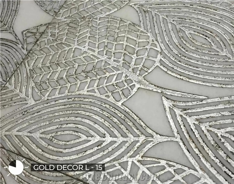 Vietnam White Marble Mop Inlay Silver-Gold Decor Wall Panel