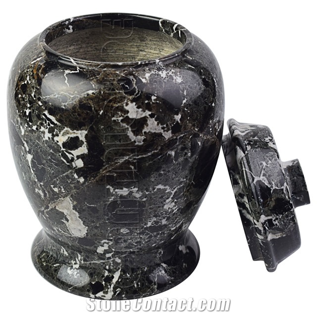Archaic Urn Black Zebra Marble