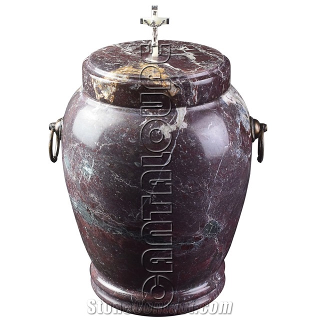 Colossal Cremation Urn Red Zebra Marble
