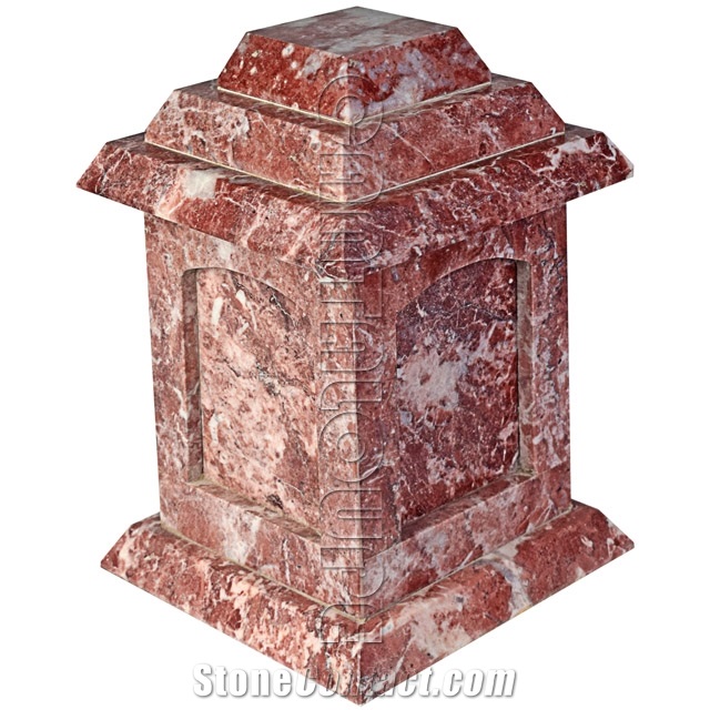 Rosso Delicato Natural Stone Pagoda Cremation Urn