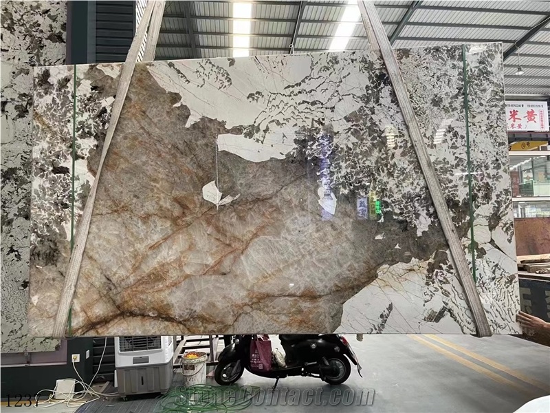 Brazil Pandora Granite Beige White Slab, 300*180*1.8 Cm