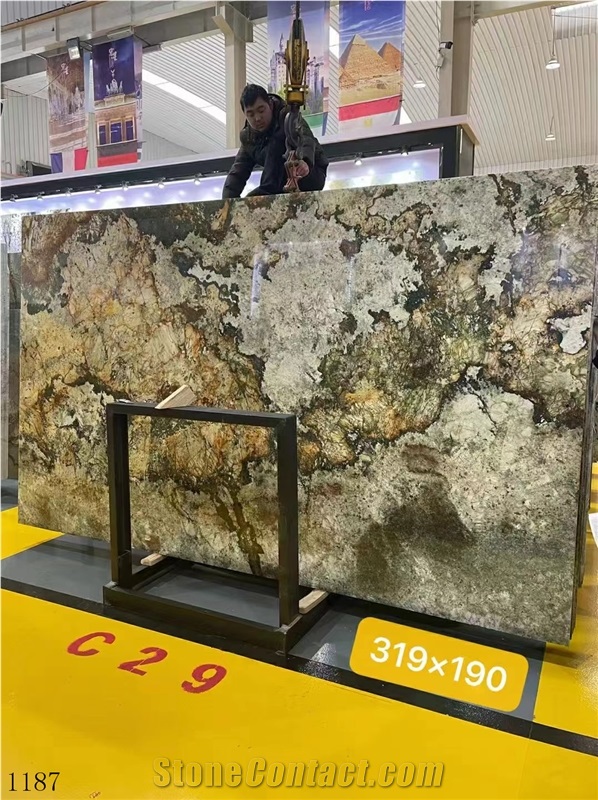Shangrila Brown Quartzite Golden Slab In China Stone Market