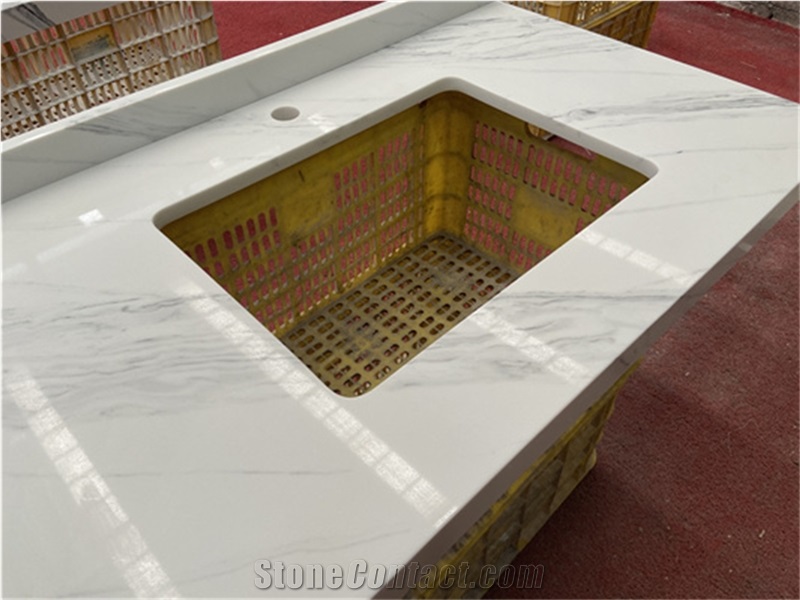 Goldtop Artificial Quartz Kitchen Countertop With Sink 5018