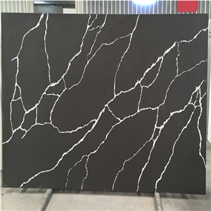 Goldtop Fashion Black Calacatta Artificial Quartz Slabs