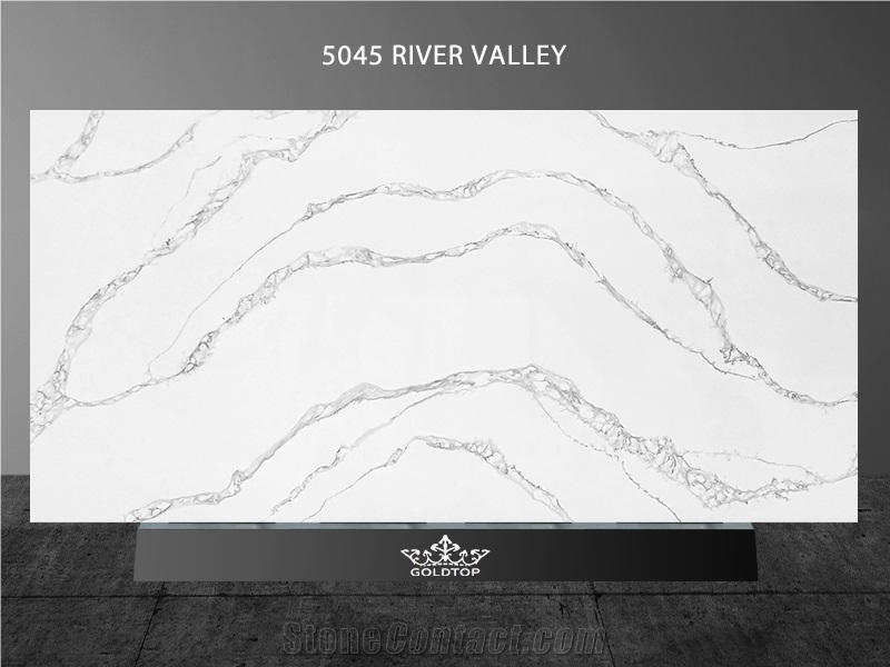 Hot Sale Quartz  White Quartz Slabs 5045 River Valley