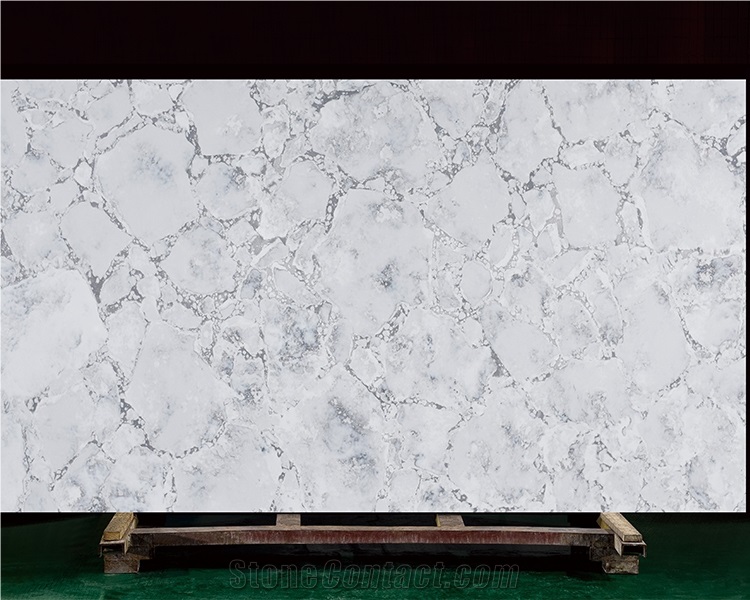 Hot Sell Polished Artificial Stone Silver Quartz Slabs