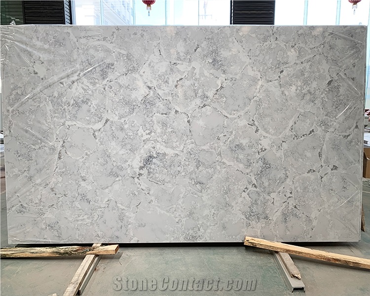 Hot Sell Polished Artificial Stone Silver Quartz Slabs