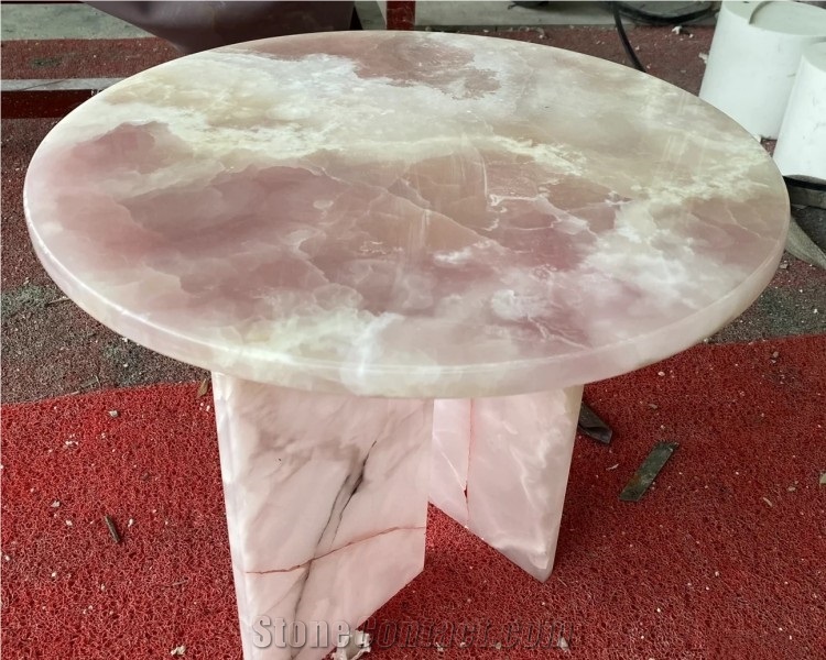 Pink Onyx Side Table Onyx Cube Center Side Table