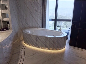 Bianco Lasa Marble Commercial Bathroom Design