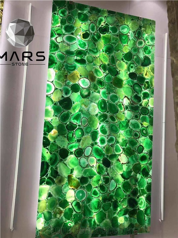 Beautiful Backlit Green Agate Gemstone Walling Panels
