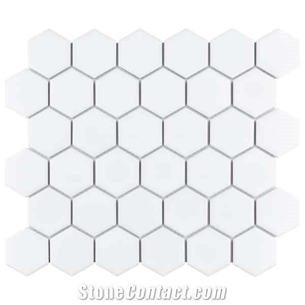 2 Inch Glossy White Porcelain Mosaic Tiles By Mould