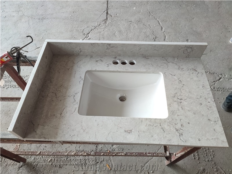 Marble Vanity Top With Integrated Oval Bowl