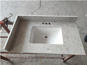 Marble Vanity Top With Integrated Oval Bowl