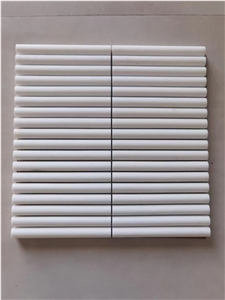 Marble Kitchen Wall Tile White Jade Pencil Round Backsplash