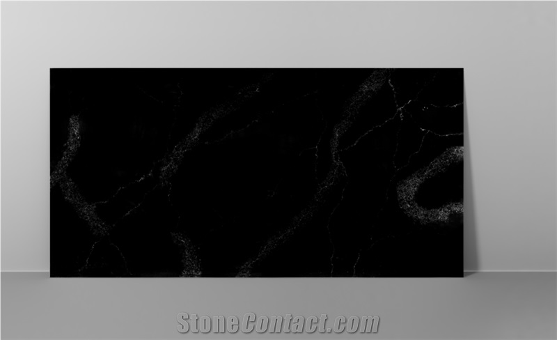 Black  Color Calacatta Quartz Stone Slab
