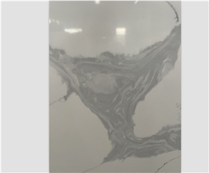 Calacatta With Texture Glossy Surface Quartz Stone Slab