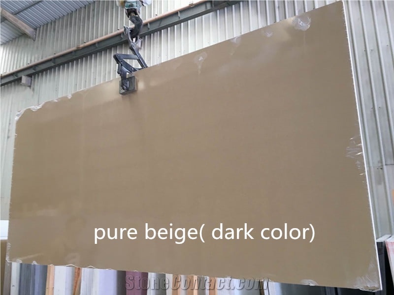 Dark Beige Color Pure Series Quartz Just Finish In Our Warehouse