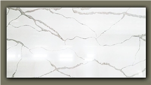 New Calacatta Texture With Bright Surface Quartz Slabs 9030