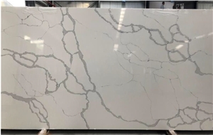 White Calacatta Quartz Stone Slabs Fashion Style