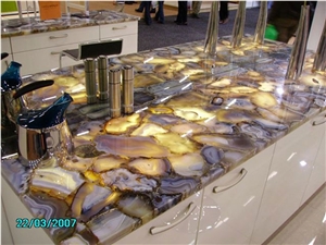 Backlit Wild Agate Semiprecious Stone Kitchen Counter Top
