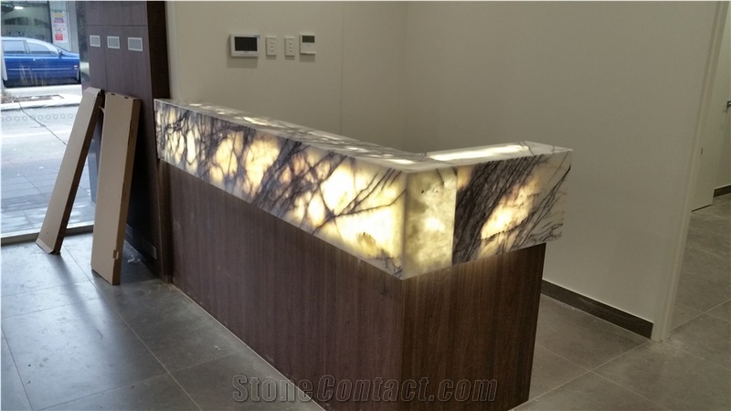 Translucent Backlit Onyx Reception Counter